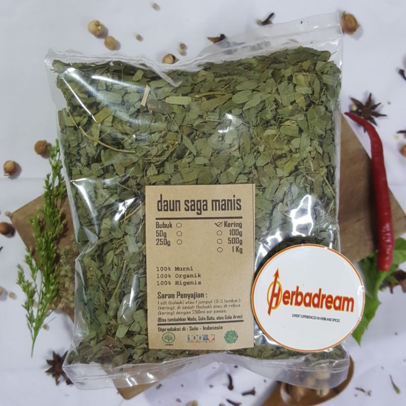 

50 GRAM DAUN SAGA MANIS ABRUS PRECATORIUS SOGO RAMBAT SOGOK THUNTENG INDIAN LICORICE ZUO HEYE SIMPLISIA KERING DRIED