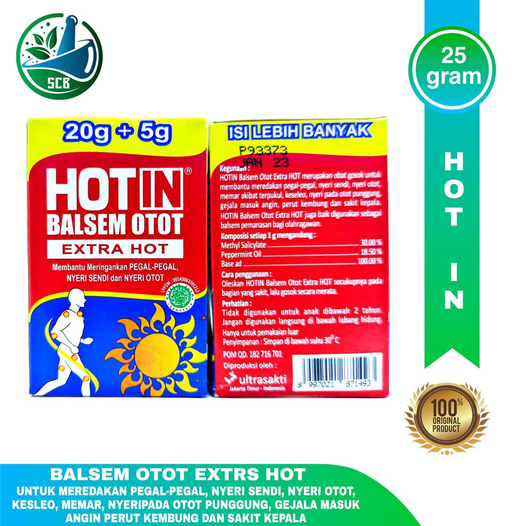 Balsem Otot Hot In  Extra Hot 25 gram / Hot In Balsem Otot Extra Hot