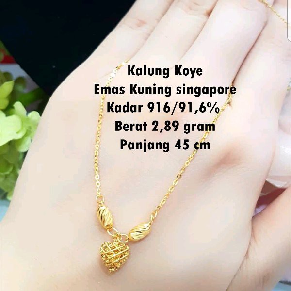 Kalung Koye Love Emas Kuning Singapore Kadar 916 Indonesia