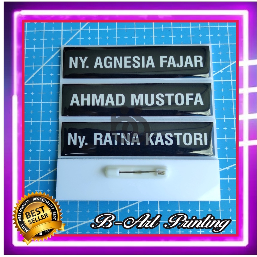 Nama Dada Name tag Nyoya Polisi TNI PNS Abdi Negara Papan nama TNI Bhayangkari nama dada Polisi, Persit, Sekolah, Perusahaan, Karyawan, Instansi 2x8 cm Resin Glass Cembung High Quality