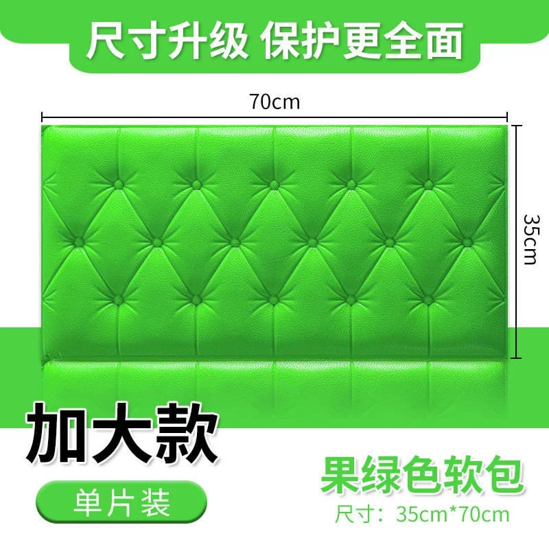 Wallpaper Foam 3D Headboard Bed Wall Sticker Dinding Walpaper Busa Dinding Dekorasi Kamar Ruangan-Headboard Hijau 8mm