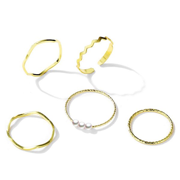 cincin set 5 pcs creative wind pearl set rings jci069 (2J2)