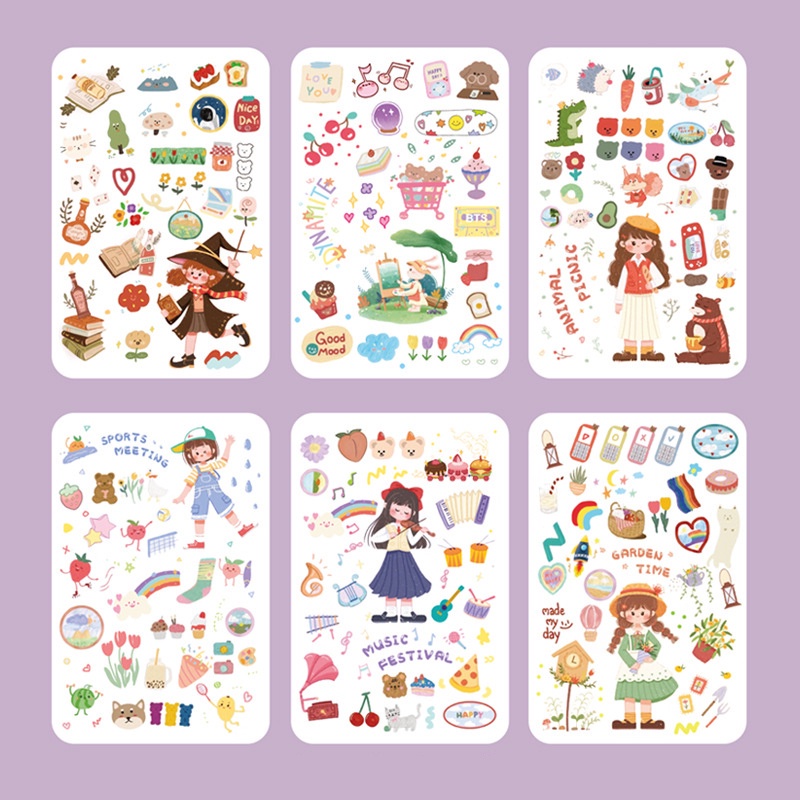 

6 LEMBAR STICKER SHEET WATERPROOF CHIBBY GIRL