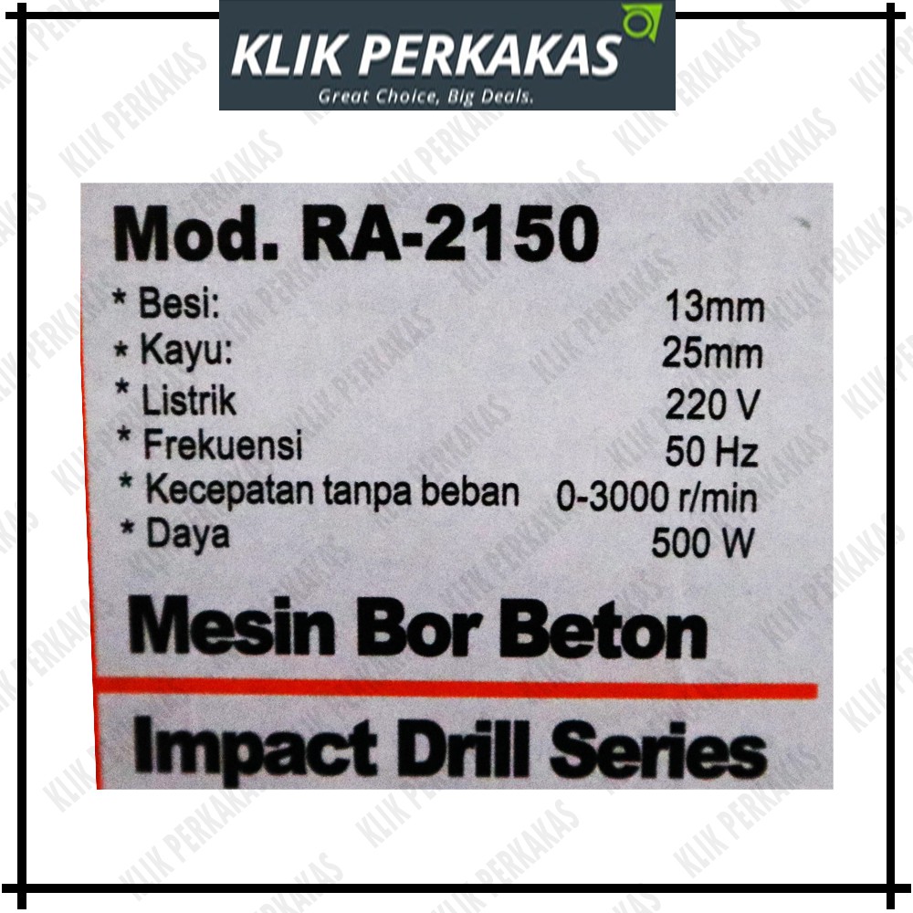 Mesin Bor beton Impact Drill Series RYOTA RA-2150