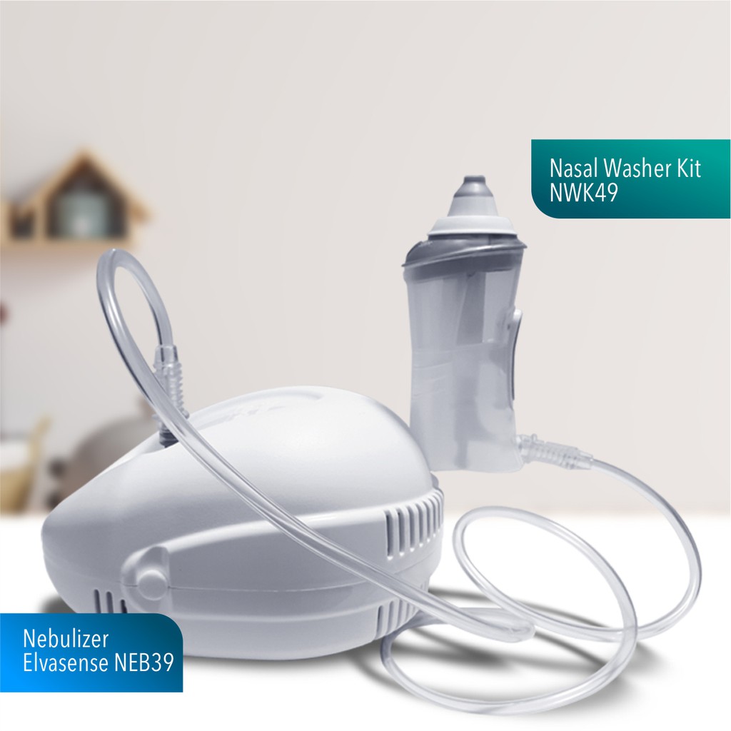 Nebulizer Udara Dual Speed Elvasense Type NEB39 + Nasal Washer Kit (bundle)