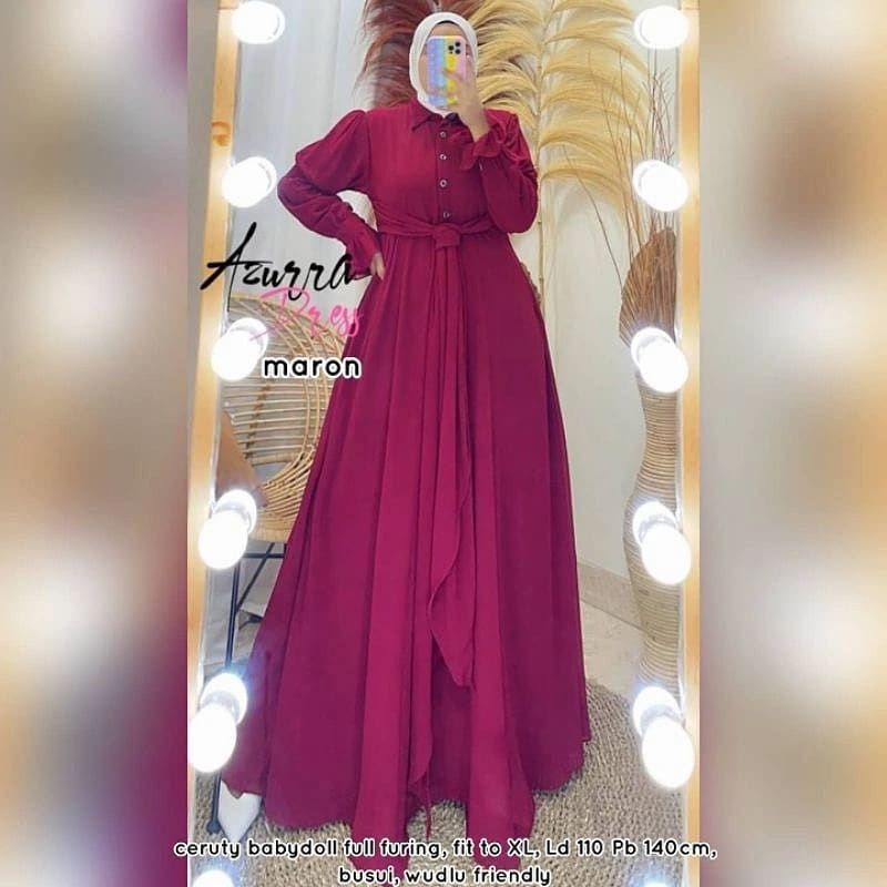 T.R - Gamis Terbaru CerutyBabydol Terlarus / Azzura Dress / Gamis Mewah Ceruty Terlaris 2021 / Gamis Ceruty Jumbo / Gamis Polos /Wd-3