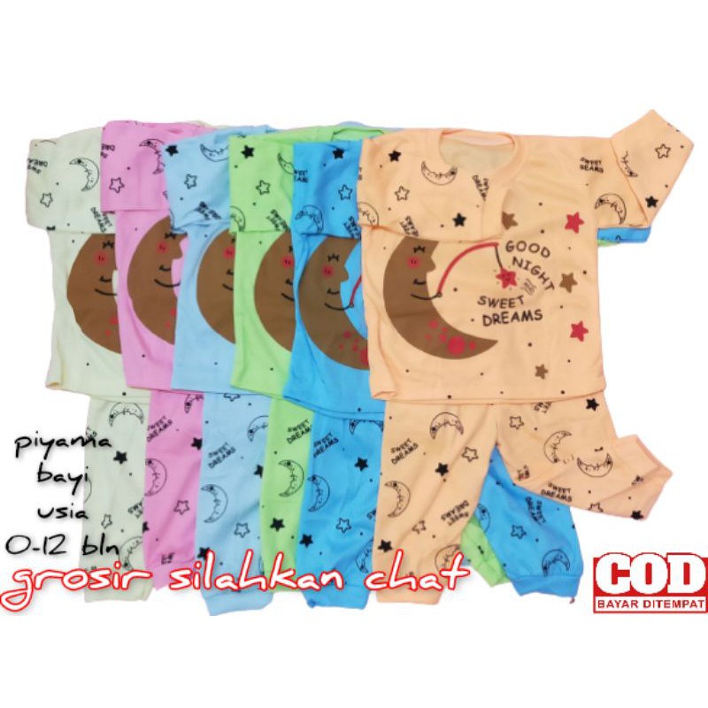 Setelan Baju Bayi Baju Tidur Piama Piyama Anak Bayi Setelan Bayi Lengan Panjang 0-12 Bulan 0-6 Bulan