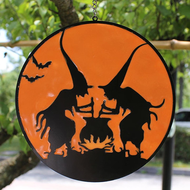 Liontin Luminous Bentuk Penyihir Bahan Kaca Untuk Halloween