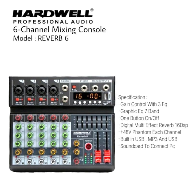 Mixer Audio Hardwell Reverb 6 original mixer mini recording to pc