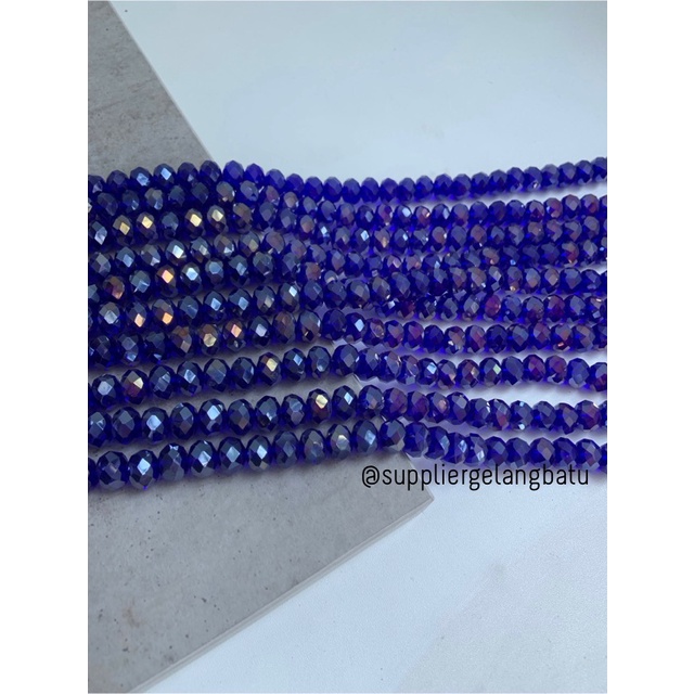 Crystal Ceko 12mm BLUE QUARTZ metallic biru kuarsa metal kristal impor bahan kalung gelang anting strap mask kerajinan tangan craft citayam fashion week etink vintage elegan bali manik crystal