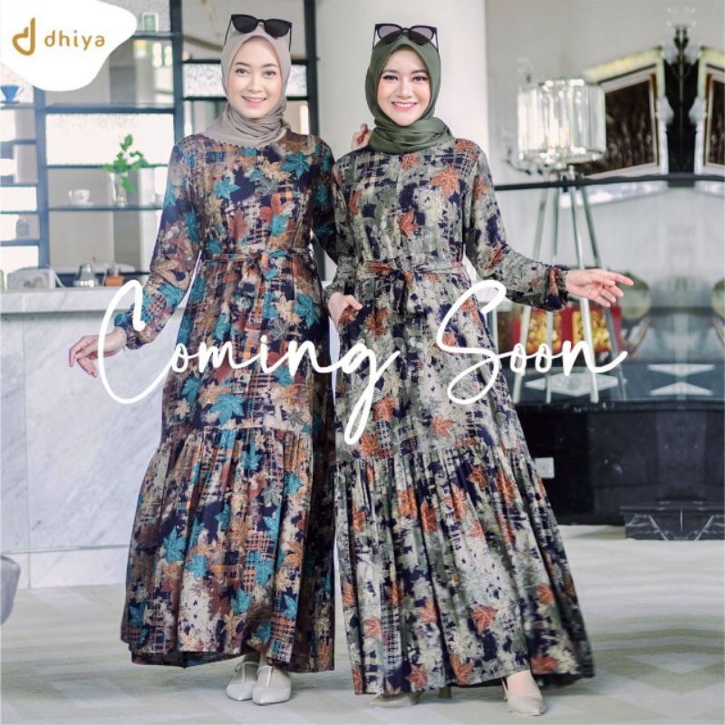 GAMIS RAYON UNIQLO HAURA DRESS BY DHIYA OFFICIAL/GAMIS MOTIF BUNGA/DAUN