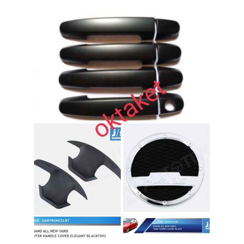 paket outer handle tank grand all new Yaris chrome hitam jsl