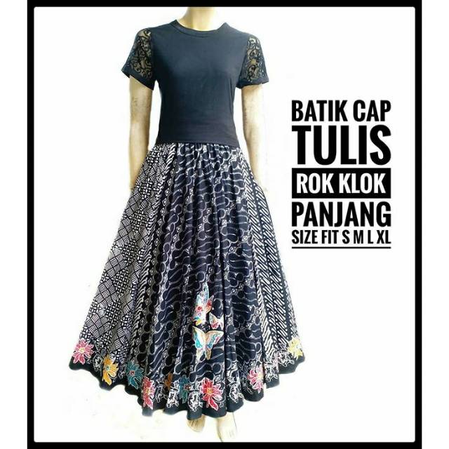 Rok batik panjang sayur asem hitam putih tiga