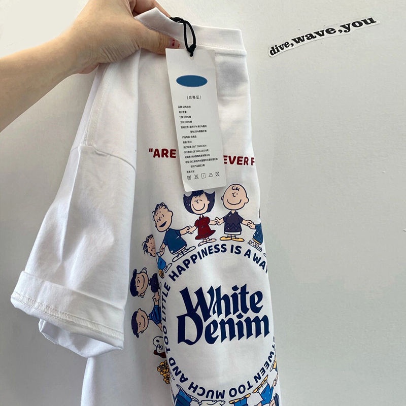 Import original kaos atasan wanita / Premium Bergaya Kerah Bulat T-shirt Tee / Oversize Baju Warna Putih Atasan Wanita（Realpict）