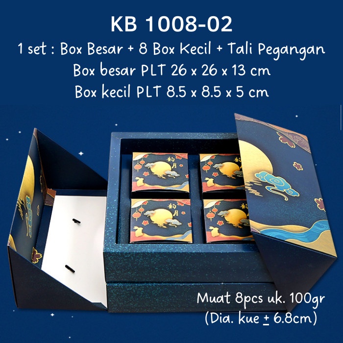 

KB1008-02 Kotak Box Premium + Paper Bag Mooncake 100gr Pia Kue Bulan