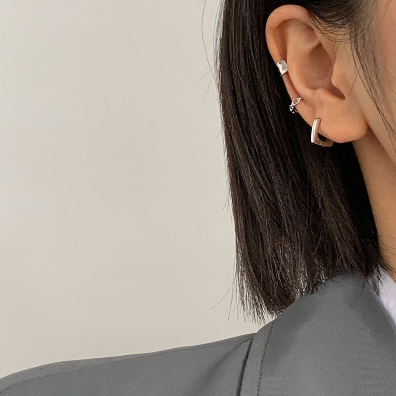 Anting Bentuk Persegi Geometris Gaya Retro