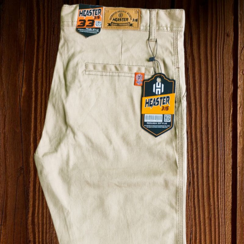 Celana Panjang Pria Chino Slimfit Casual Bahan Melar Tebal Elastis Warna Hitam Krem Abu Moca