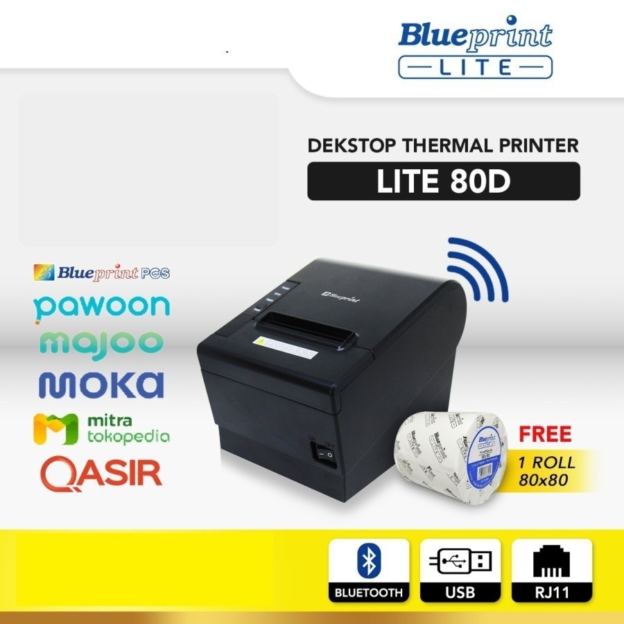 Printer thermal Blueprint 80mm Bluetooth-wired rj11 usb receipt cashier kasir bp-lite80d lite 80d