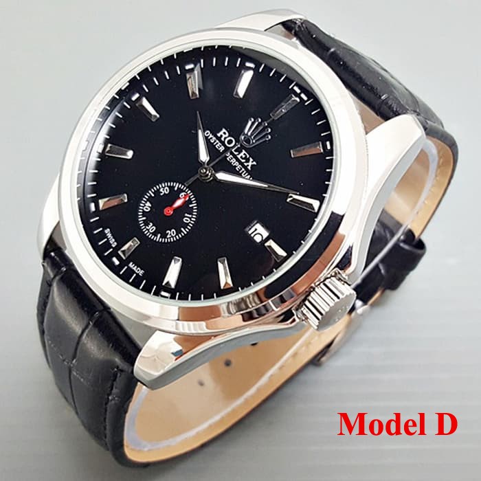 Pusat Jam Tangan Pria Rolex Automatic Tanpa Baterai Tali Kulit Coklat Tua Dark Brown Model Terbaru