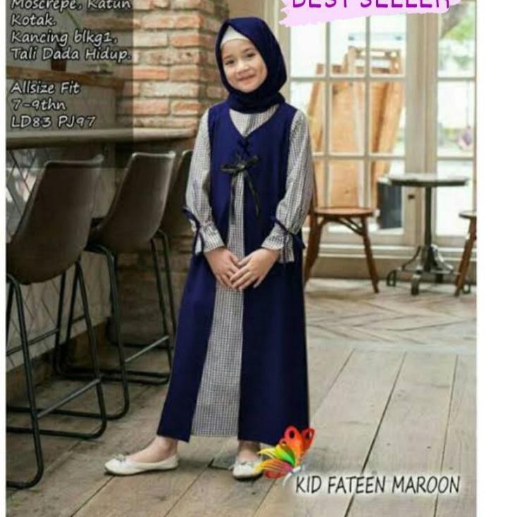 Model Baru - KIDS FATEN GAMIS MURAH WANITA MAROON NAVY BIRU DONGKER/ TERMURAH/MOSCREPE GAMIS ANAK BI