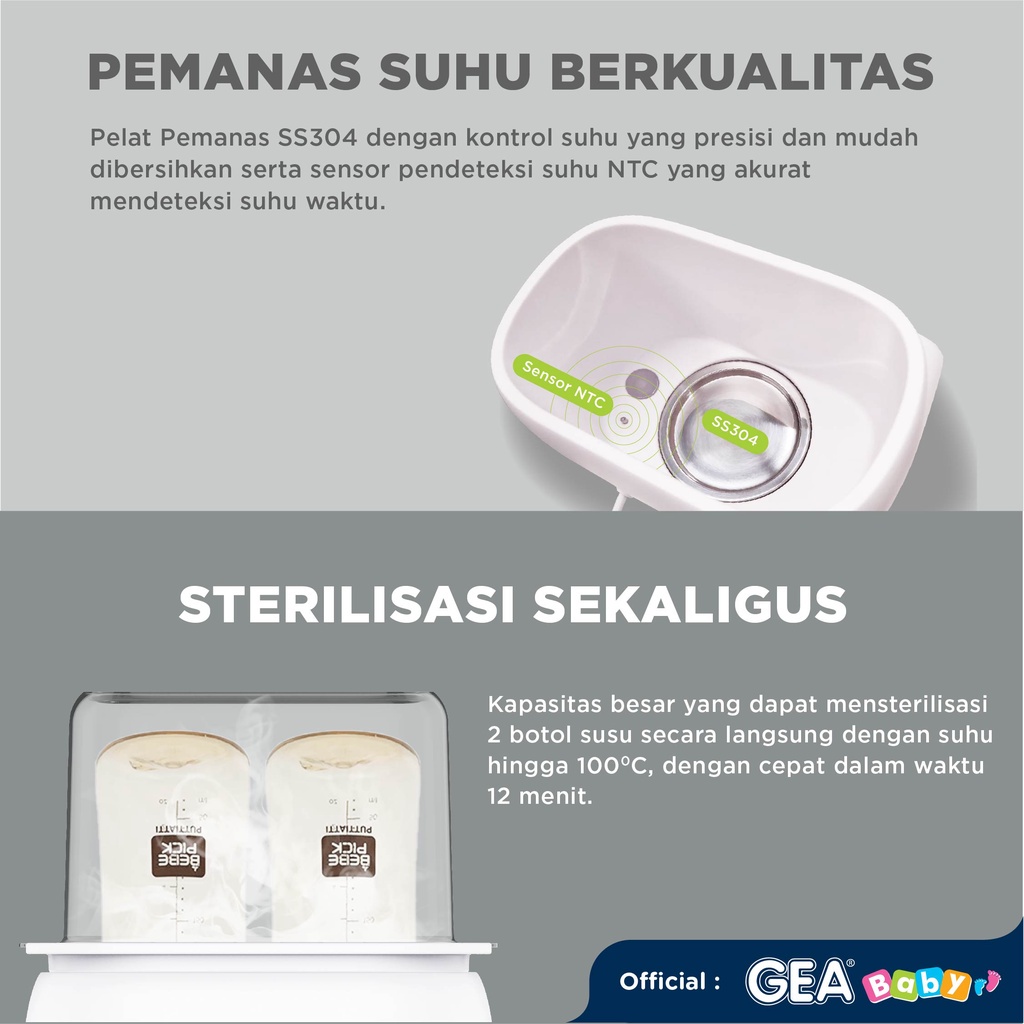 Gea Baby Smart Bottle Warmer &amp; Sterilizer GW-100 / Penghangat ASI &amp; Alat Steril