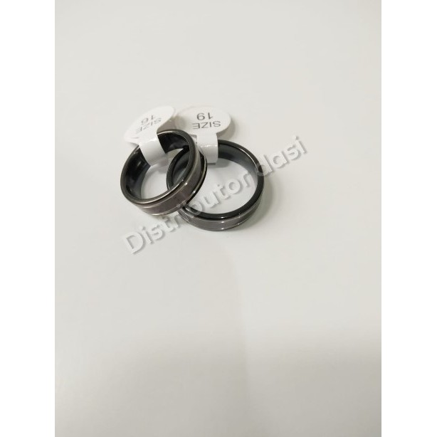 cincin titanium pria cincin hitam tebal lis silver ready stok