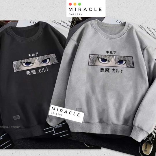 Sweater Oblong Crewneck Couple / Baju Pasangan ANIME EYE Bahan Fleece Premium