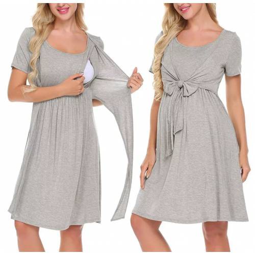 DRESS BUMIL GREY BAJU IBU HAMIL PAKAIAN HAMIL CARDI BAJU MENYUSUI BUSUI MURAH TERBARU COD XAE