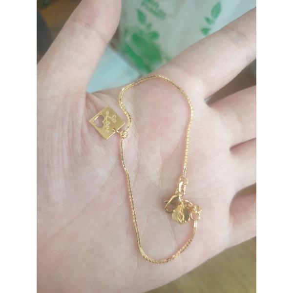 Gelang rantai bulat ring love emas asli 375 simple kasual murah