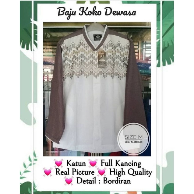 (Size M) Baju Koko Dewasa A3 / Busana Muslim Pria Dewasa / Baju Koko Katun / Baju Pria / Busana Pria