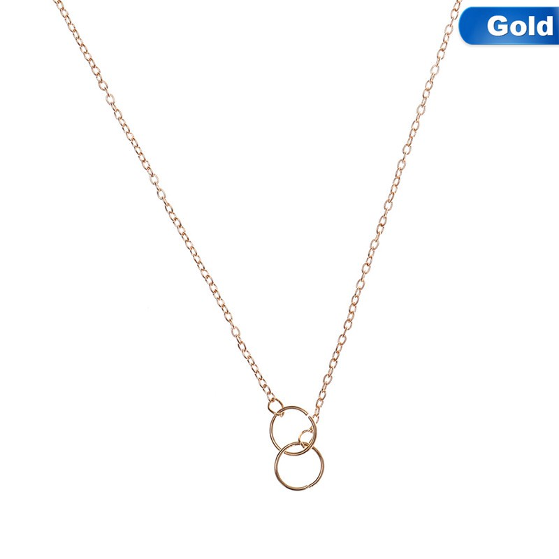 Min 1pc Gold and Silver Infinity Double Circles Necklace for Girls Circles Pendant Necklace Freeshipping