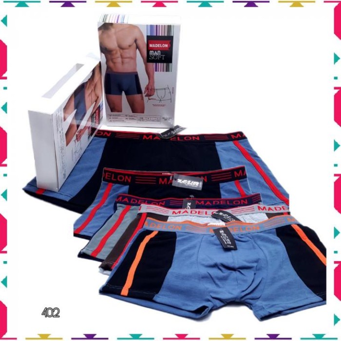 3pcs MADELON Celana Dalam Boxer Pria  Dewasa | CD Laki Laki Dewasa Celana Pendek | Open Sorex Grosir 3pcs