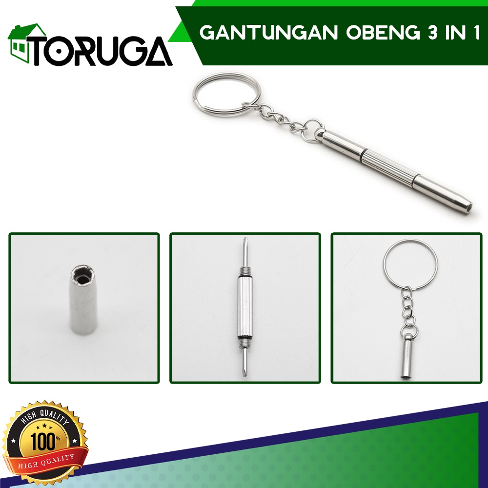 Gantungan kunci obeng 3in1 plus minus mini Screwdriver Reparasi Kacamata keychain