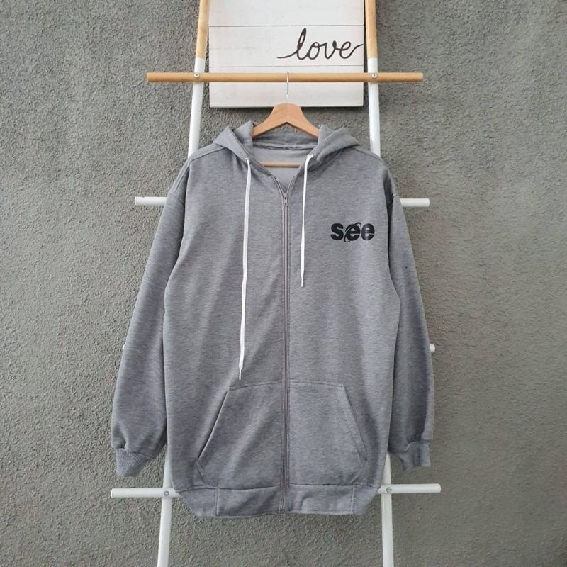 See Jaket Hoodie Zipper Oversize Size L.XL.XXL | Sweater Hoodie Zipper Jumbo Oversize