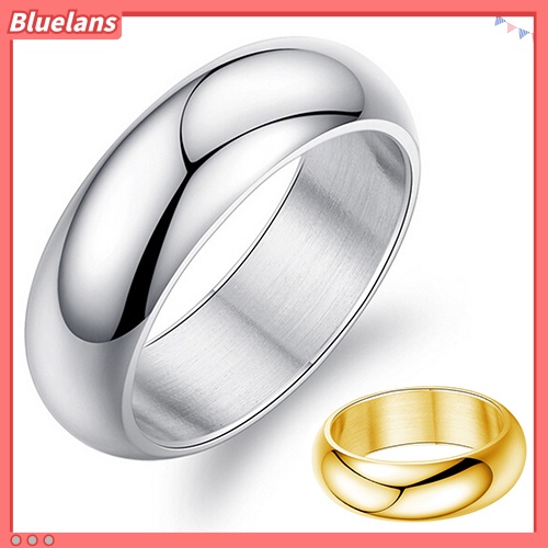 Bluelans Cincin Bahan Titanium Steel Ukuran Us 6-10 6mm Untuk Pria Dan Wanita