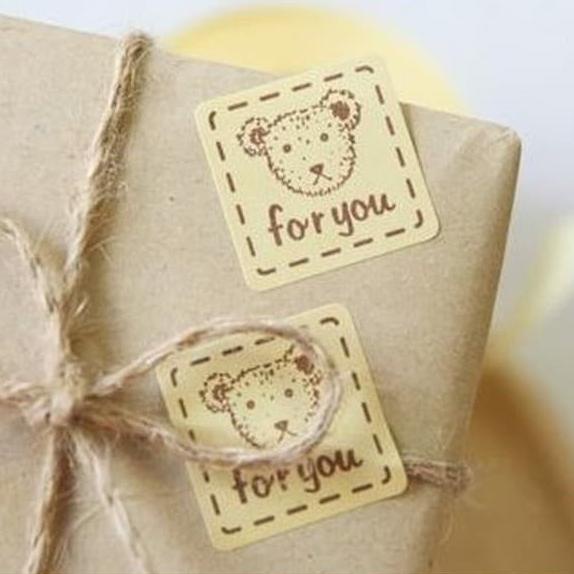 

Stiker Teddy bear Lucu packaging vintage perekat stiker cake plastik