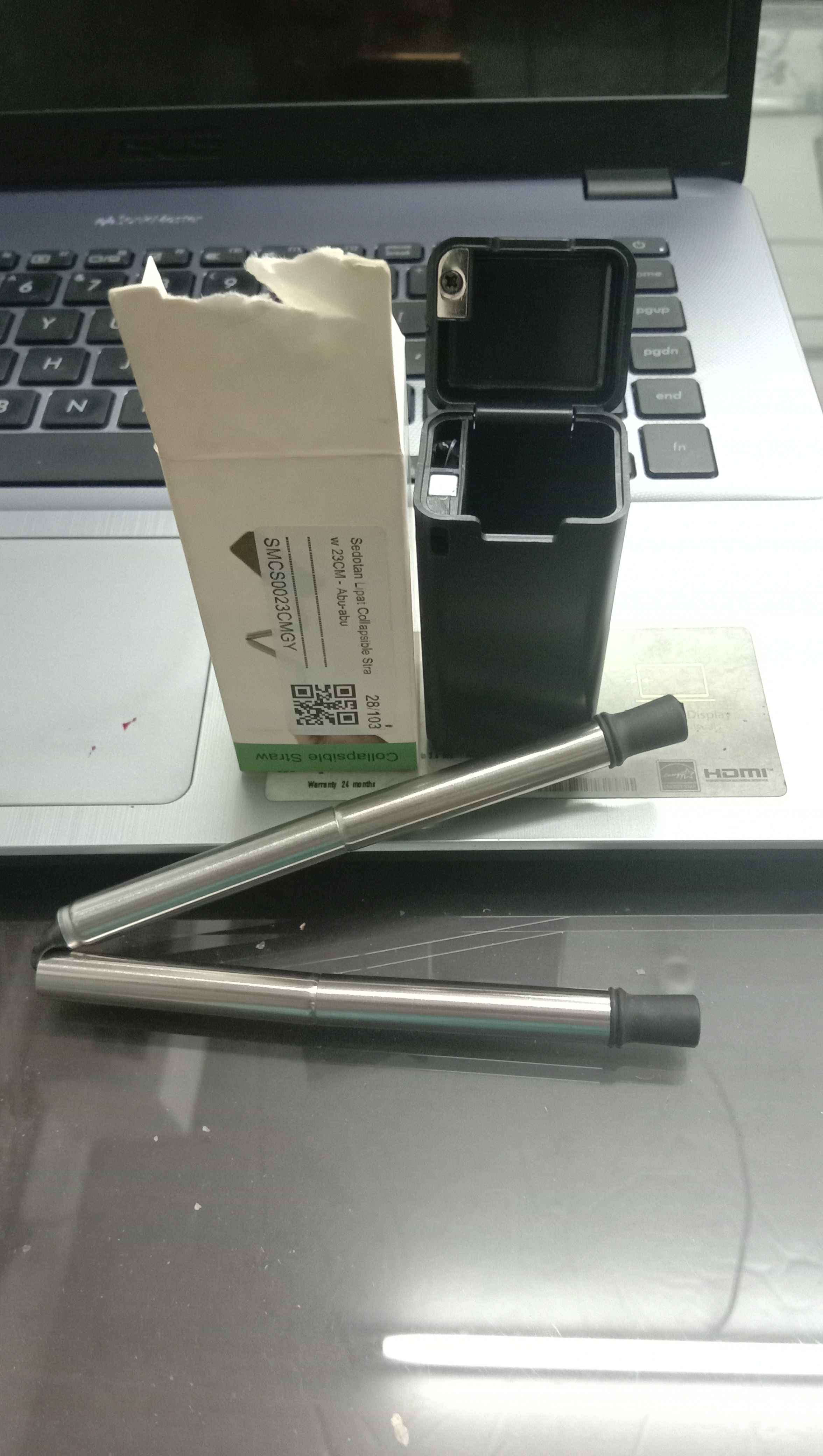 Joylife Reusable Sedotan Minum Lipat Tongkat Pembersih Kit Portable Baja Anti Karat