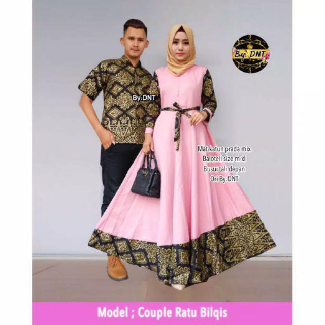 Wou Batik Ratu Bilqis Couple Gamis Couple Batik Couple Kebaya Modern Batik Sania Ruffle - Kg017