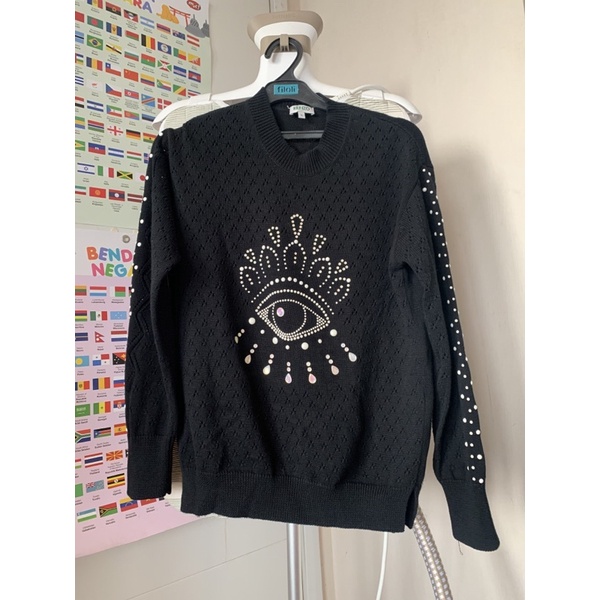 preloved kenzo sweater sz S black eye