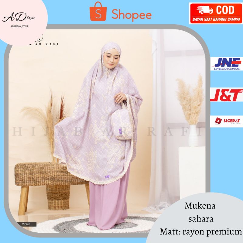mukenah rukoh dewasa aterbaru arrafi mukena sahara rayon premium adem elzatta zoya rabbani