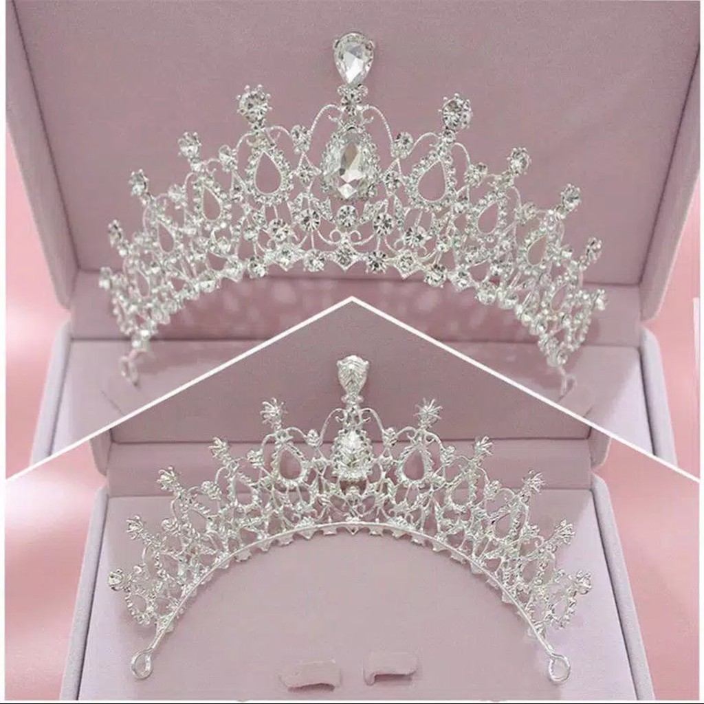 Sparkly White Crown - Hiasan Hijab / Aksesories Rambut / Kepala - Mahkota Elegan