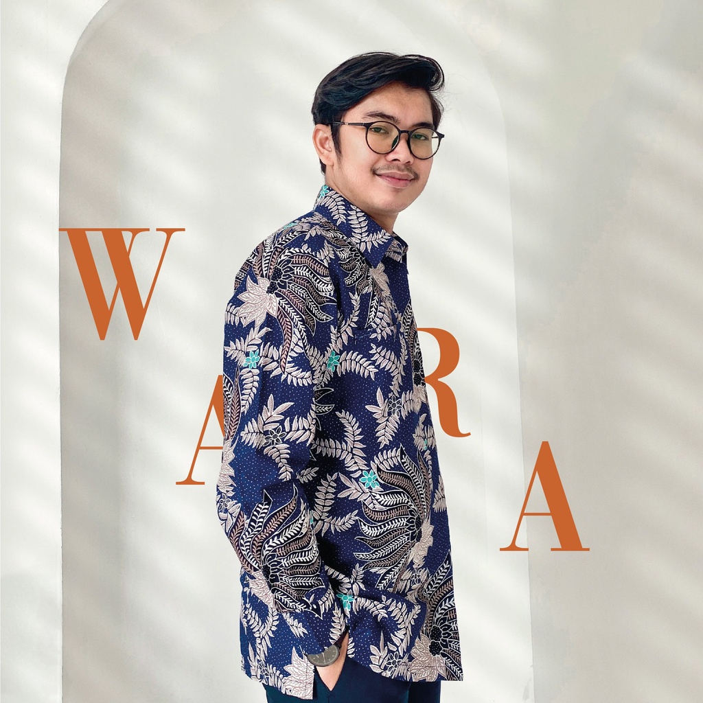 Baswara Batik Pria Lengan Panjang Biru Dongker A06