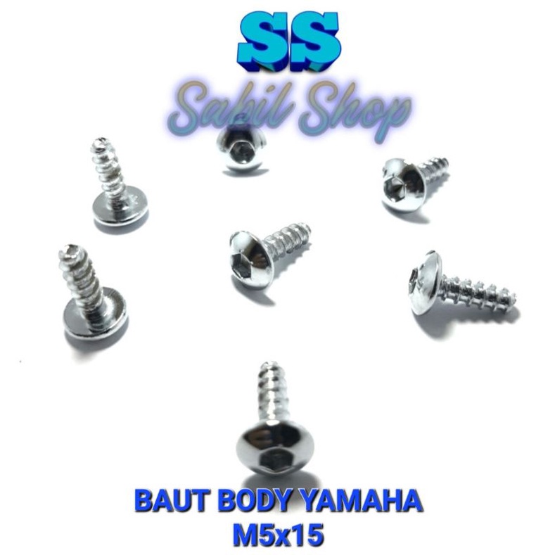 BAUT BODY YAMAHA BAUT COVER BODY CHROME 5x15 MOTOR YAMAHA JUPITER MX MIO NMAX BAUT BODI YAMAHA UKURAN M5X15