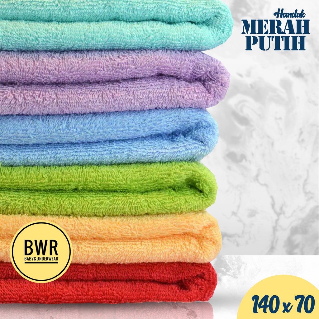 Handuk MERAH PUTIH / Handuk Mandi Dewasa Handuk Travel Size Kecil Besar Jumbo Warna Polos -|Bwr