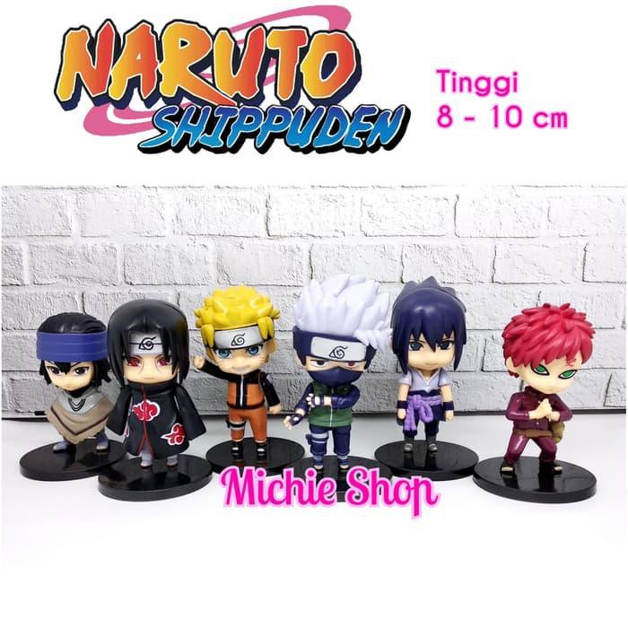 Dijual Figure Naruto Shippuden 6 Chibi Naruto Sasuke Kakashi Gaara - black hair with green headband roblox