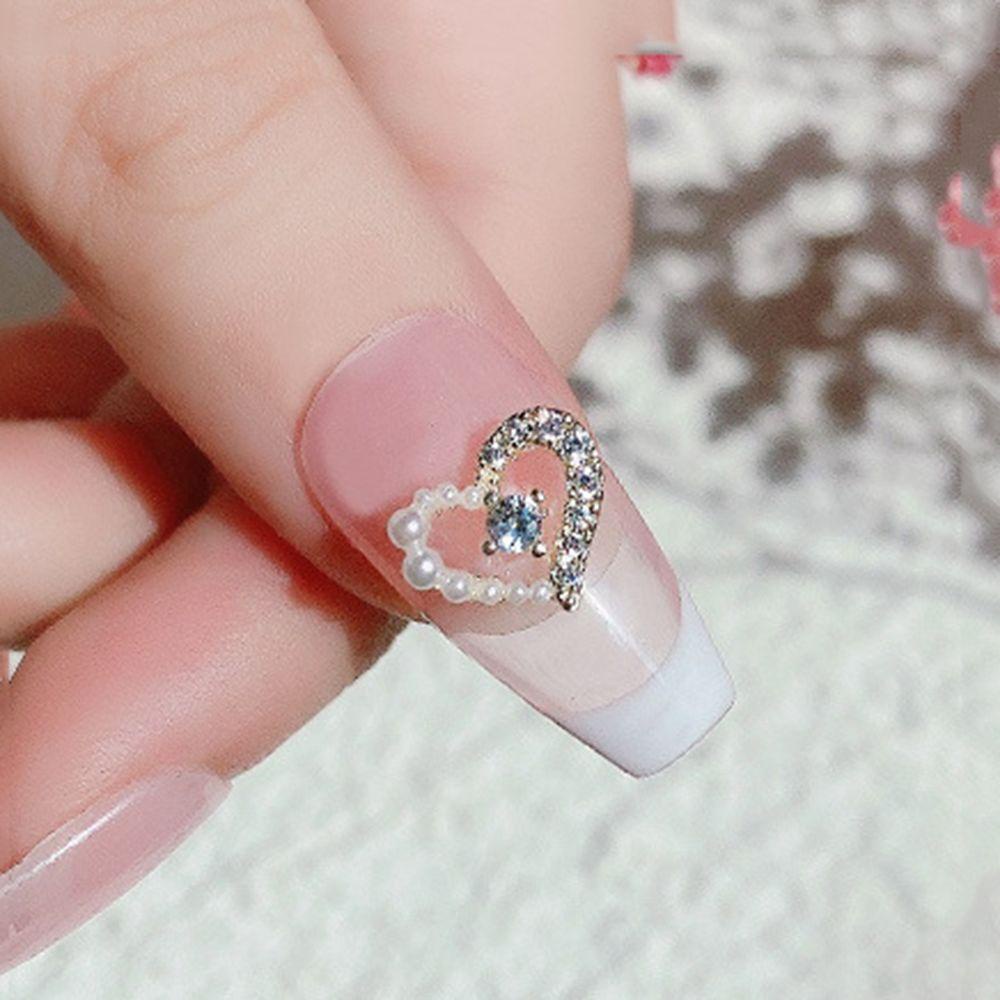 Mxbeauty Cinta Hati Nail Art Perhiasan Indah Zirkon Mutiara Cinta Liontin Smiley Gaya Jepang Nail Art Berlian