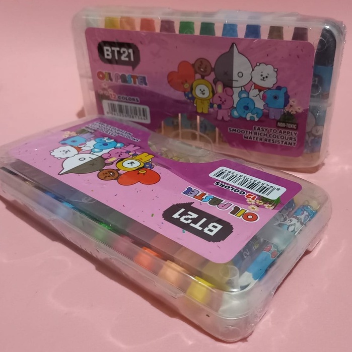 Crayon Plastik Mini 12warna Seri BT21 dan Debozz