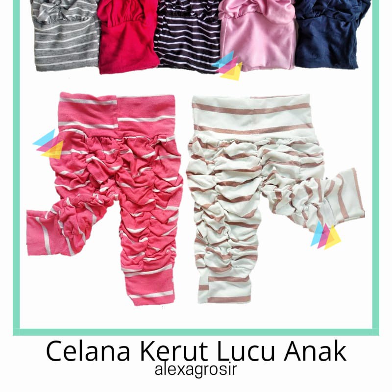 Legging Kerut 4-5 tahun / Celana Anak Perempuan Murah Adem /Celana Harian /Celana Ulat Santai Size L