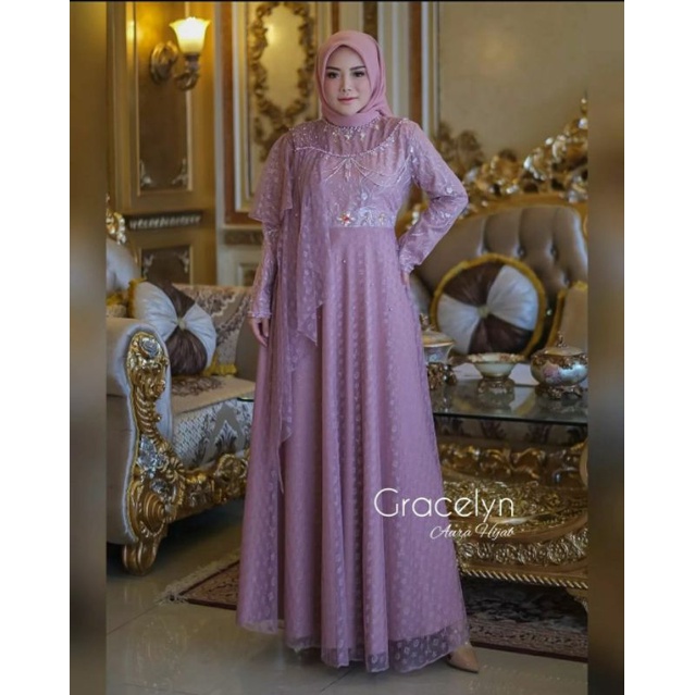 Permata Olshop / Gamis Amora DJM / Kebaya Gamis Modern / Gamis Brokat / Gamis Kondangan / Kebaya Pesta Mewah