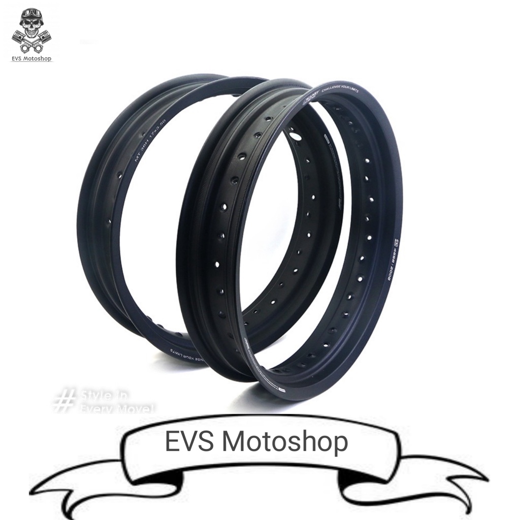 Velg motor trail sandblast Scarlet Racing Original supermoto ring 17 250 350 pelek set Depan Belakan